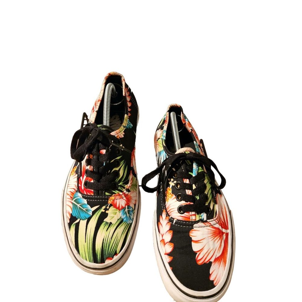 Van's Hawaiian Hibiscus Print Low Tops Women's 9 Men's 7.5